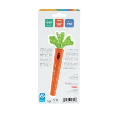Nuby Silicone Carrot Tube Teether - Baby Teething Toy - Massaging Bristles for Sore Gums - 3+ Months...
